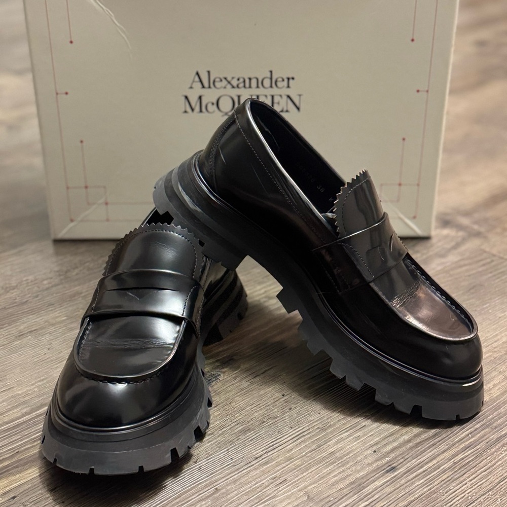 Alexander McQueen Glossy Black Loafers